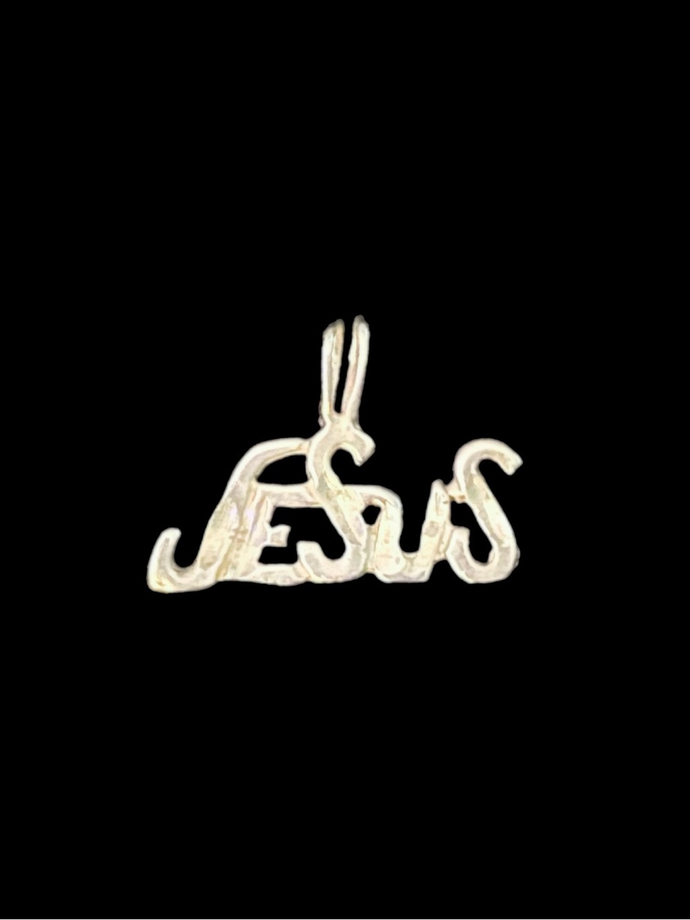 Vintage Sterling Silver JESUS Name Charm Pendant Religious Faith Jewellery